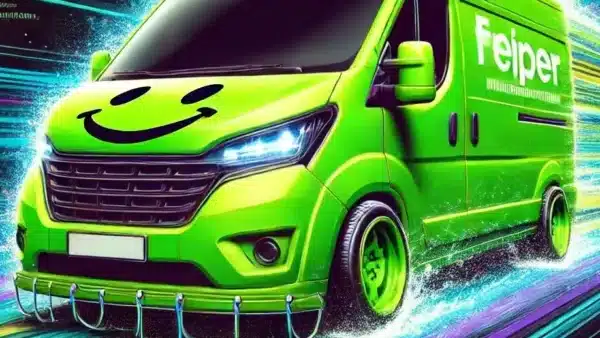 Schneller grüner Transporter im Stil der How to sell drugs online Serie